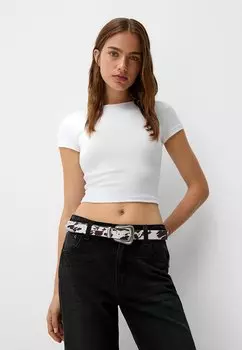 Пояс ANIMAL BUCKLED Bershka, кремовый