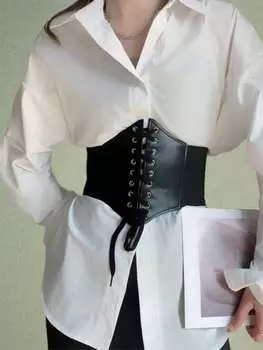 Пояс корсетный Romwe на шнуровке, черный