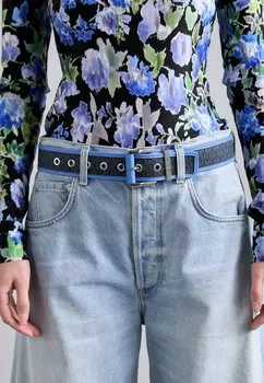 Пояс LOGO BELT WITH GROMMETS MICHAEL Michael Kors, синий
