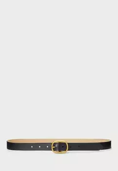 Пояс OVAL BUCKLE LEATHER BELT Polo Ralph Lauren, черный