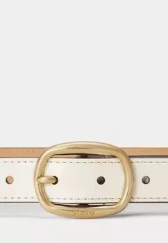 Пояс OVAL BUCKLE LEATHER BELT Ralph Lauren, кремовый