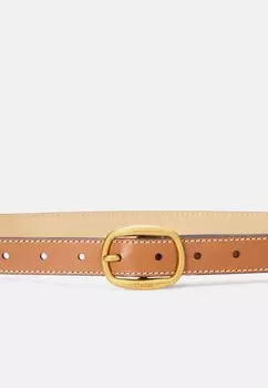 Пояс OVAL BUCKLE LEATHER BELT Ralph Lauren, коричневый