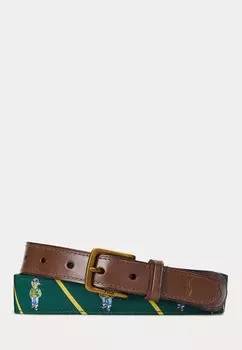 Пояс POLO BEAR LEATHER TRIM BELT Ralph Lauren, темно-зеленый