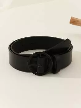 Пояс с круглой пряжкой, черный