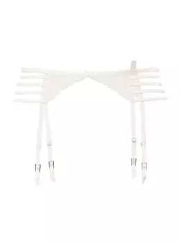 Пояс с подвязками на бретелях с вышивкой Bella Fleur du Mal, слоновая кость