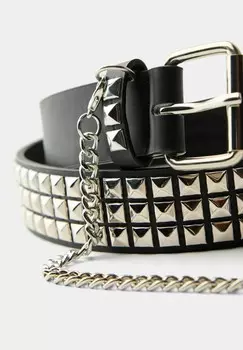 Пояс STUDDED Bershka, черный деним