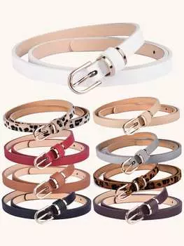 Пояс тонкий кожаный, белый