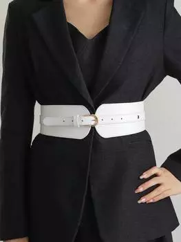 Пояс женский с одной пряжкой, белый