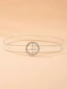 Пояс женский с пряжкой и бисером по краям, прозрачный