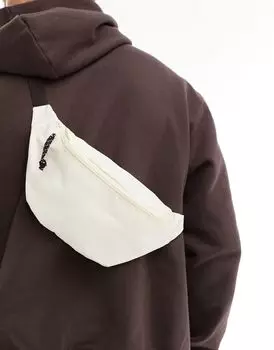 Поясная сумка через плечо ASOS DESIGN на шнуровке-молнии цвета экрю