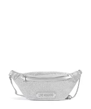 Поясная сумка из блестящей ткани Love Moschino, серебряный