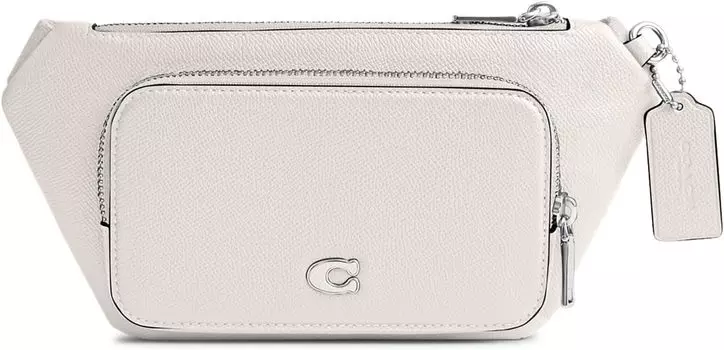 Поясная сумка из кожи с перекрестным рисунком COACH, цвет Chalk