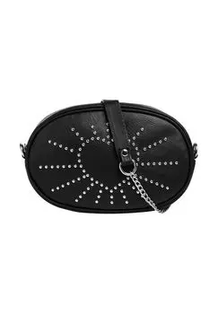 Поясная сумка из натуральной кожи, производство Италия Cluty, черный