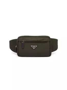 Поясная сумка из нейлона и сафьяновой кожи Prada, зеленый