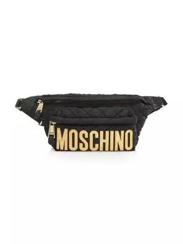 Поясная сумка из стеганого нейлона с логотипом Moschino, черный