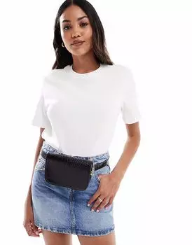 Поясная сумка JJXX из крокодиловой кожи черного цвета