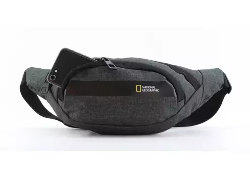 Поясная сумка NATIONAL GEOGRAPHIC "Stream", простого дизайна, антрацит
