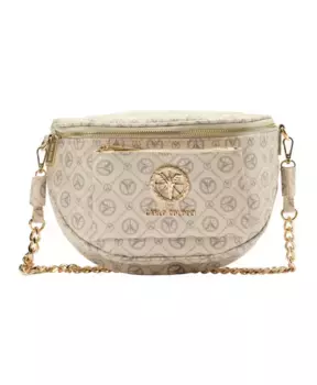 Поясная сумка с цепочкой и принтом логотипа Costalonga Carlo Colucci, бежевый