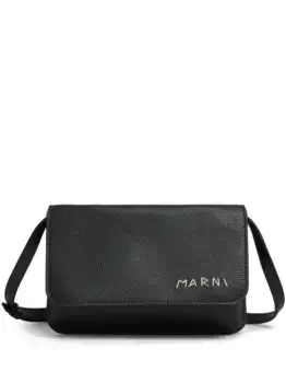 Поясная сумка с вышитым логотипом Marni, черный