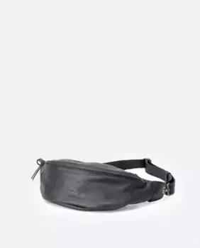 Поясная сумка среднего размера из натуральной зернистой воловьей кожи Biba, черный