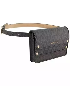 Поясная сумка трех размеров с трехцветным логотипом Michael Kors, черный