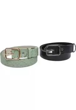 Поясной ремень URBAN CLASSICS " Urban Classics Unisex Straus Synthetic Leather Belt, 2-Pack", цвет Black/Leaf