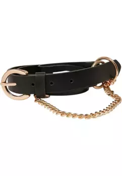 Поясной ремень URBAN CLASSICS " Urban Classics Unisex Synthetic Leather Belt With Chain", цвет Black-Gold