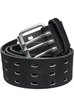 Поясной ремень URBAN CLASSICS " Urban Classics Unisex Velour Leather Tripple Thorn Buckle Belt", черный