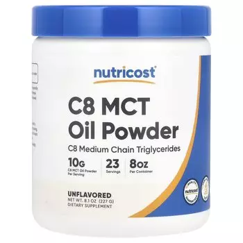 Порошок масла C8 MCT, без вкуса, 8,1 унции (227 г) Nutricost