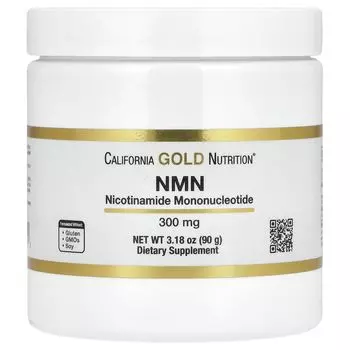 Порошок NMN, 300 мг, 3,2 унции (90 г) California Gold Nutrition
