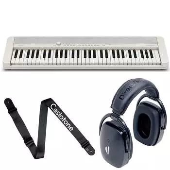 Портативная клавиатура Casio CT-S1 с 61 клавишей, белая, с ремешком и наушниками Bluetooth CASIO-CT-S1WE-HPSP