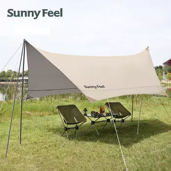 Портативное туристическое снаряжение Sunnyfeel, защита от солнца, открытый кемпинг/широкий шестиугольный навес, бежевый, 320x385x200