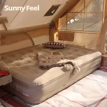 Портативный надувной матрас Sunnyfeel для кемпинга на открытом воздухе/двойная надувная кровать с повышением высоты (без воздушного насоса)