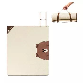 Портативный портативный влагостойкий, необрастающий и простой в уходе коврик для пикника Mobi Garden Line Friends YX Brown Bear кремового цвета