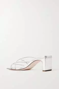 PORTE & PAIRE Мюли из металлизированной кожи, серебро