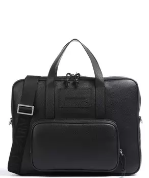 Портфель 15 из зерненой кожи Emporio Armani, черный