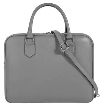Портфель Cluty, натуральная кожа, производство Италия, серый