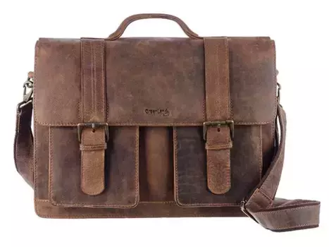 Портфель GreenLand Nature "Черногория" из воловьей кожи в винтажном стиле, цвет Dunkelbraun