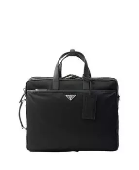 Портфель из переработанного нейлона и кожи Saffiano Prada, черный