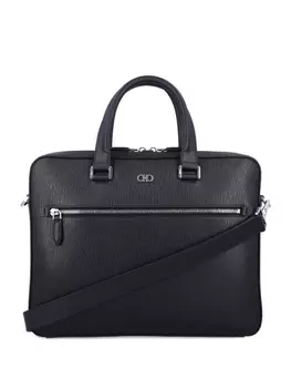 Портфель из текстурированной кожи Gancini Ferragamo, черный