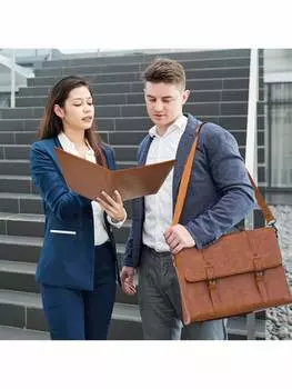 Портфель кожаный мужской, коричневый