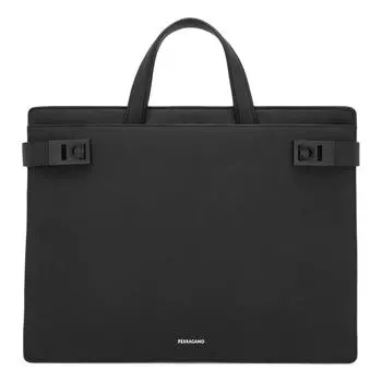 Портфель мужской FERRAGAMO GANCINI из зернистой чеканной коровьей кожи, черный