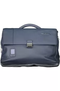 Портфель мужской Piquadro кожаный с ручкой и металлической застежкой, синий