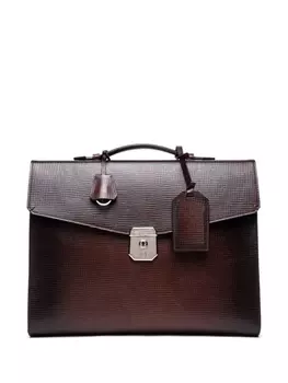 Портфель с гравировкой логотипа Santoni, коричневый