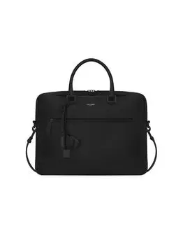 Портфель Sac De Jour из зерненой кожи Saint Laurent, черный