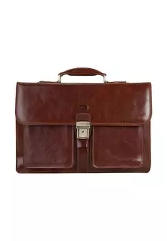 Портфель SANNIO, натуральная кожа, производство Италия pike, коричневый