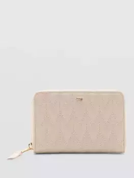 Портмоне Mango Queens Stitch Detail Zip Around, цвет natural white