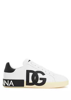 Portofino черные белые мужские кожаные кроссовки Dolce&Gabbana