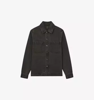 Порванная джинсовая рубашка с пуговицами Reiss, черный