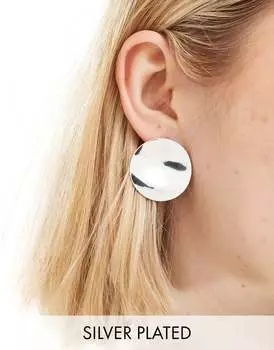 Посеребренные серьги-гвоздики ASOS DESIGN с абстрактным круглым узором